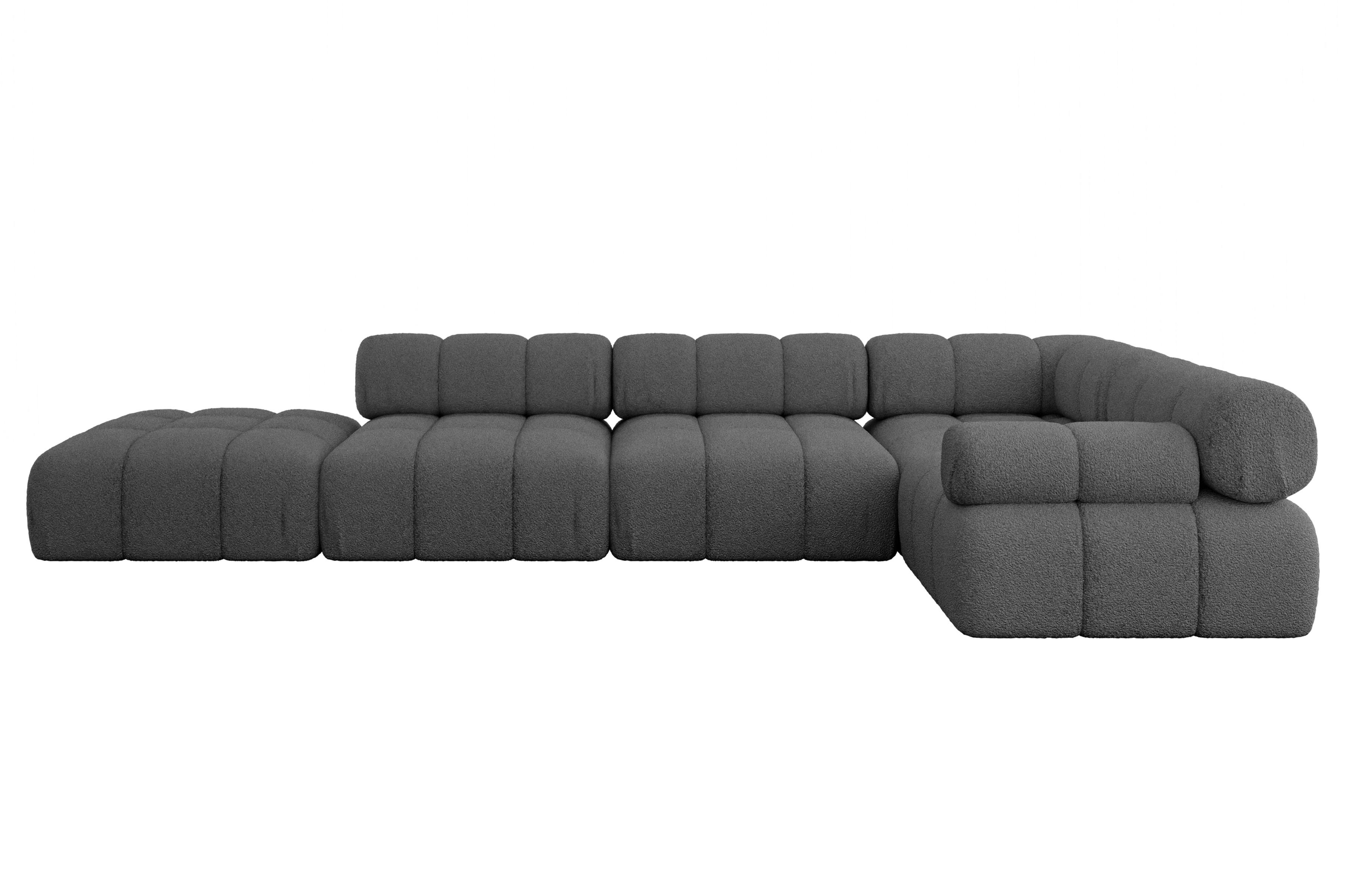 ECKSOFA modulares Sofa Felto-L2 - 380x190x70 cm Grau Bouclé - Grau, Holzwerkstoff/Textil (380/190cm) - ALTDECOR