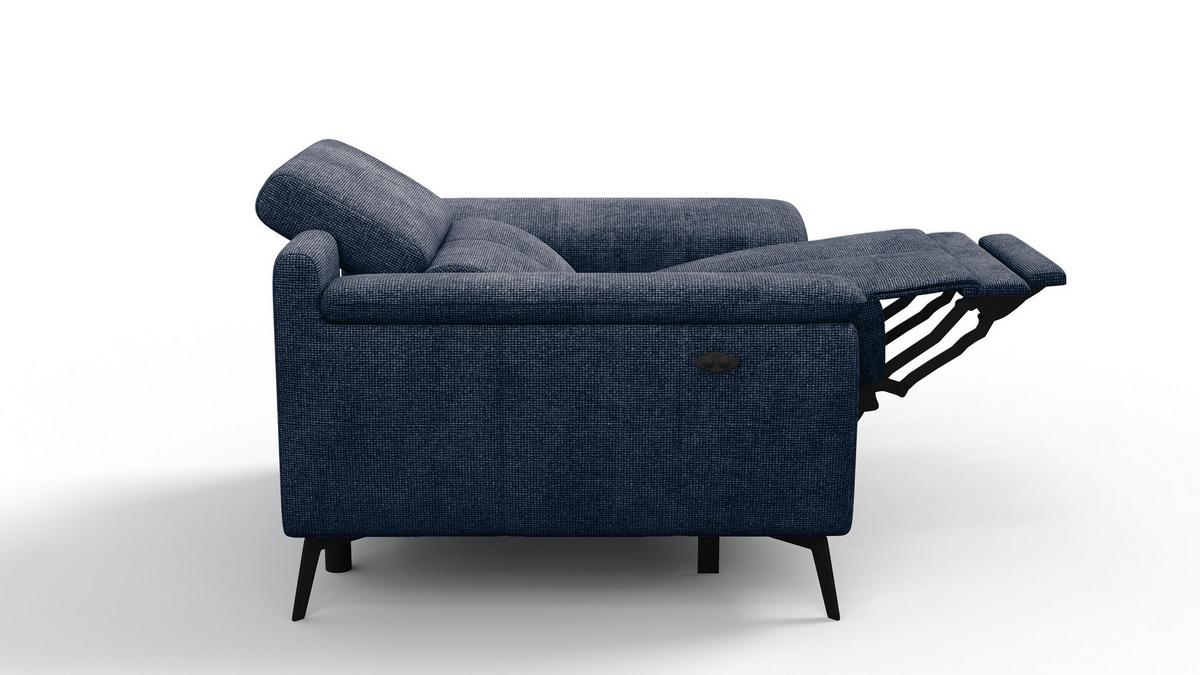 SESSEL FIERO mit Relaxfunktion, dunkelblau - Schwarz/Dunkelblau, Holzwerkstoff/Textil (114/82/103cm) - Wozimo