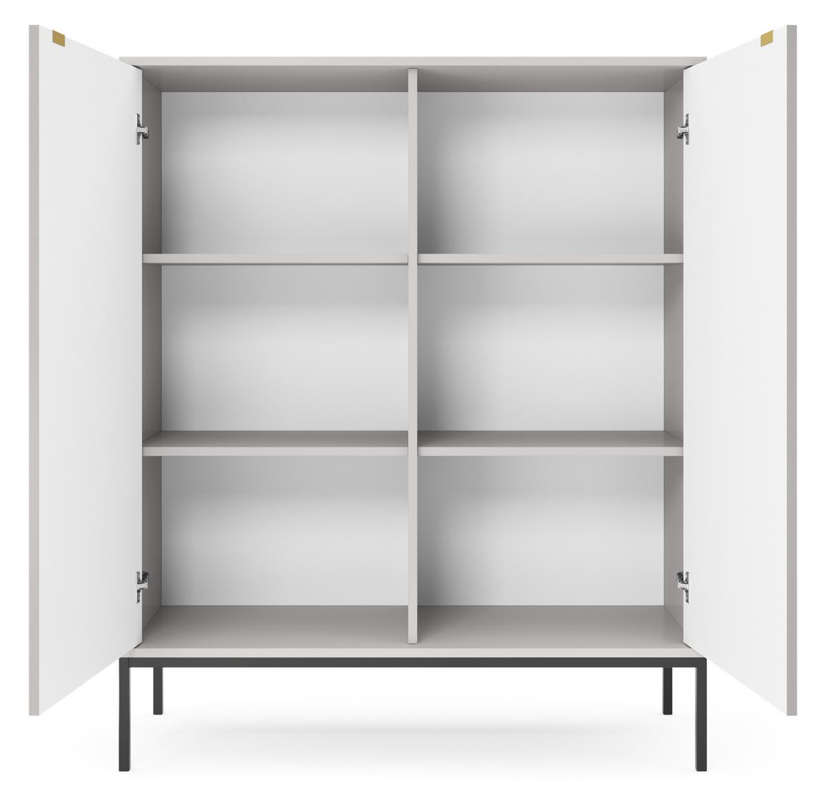 SIDEBOARD Eternas 2T Grau 104/125/39 cm – schwarze Füße, mit geriffelten Fronten - Schwarz/Grau, Holzwerkstoff (104/125/39cm) - AX Living