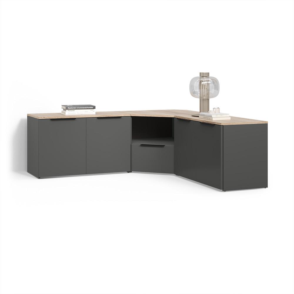 WOHNWAND Piave Anthrazit 3 Teile - Anthrazit, Holzwerkstoff (68/50/68cm) - Livinity®