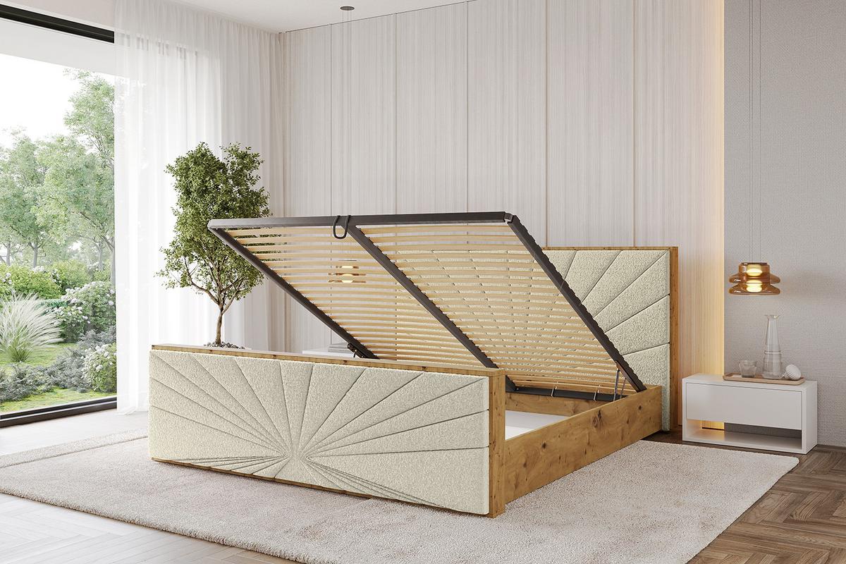 POLSTERBETT mit Bettkasten, Fußteil und Lattenrost, Boxbett mit Matratze H3/H4 - ENZO6-Z 140x200 Beige - Taupe, Holzwerkstoff/Textil (140/200cm) - ALTDECOR