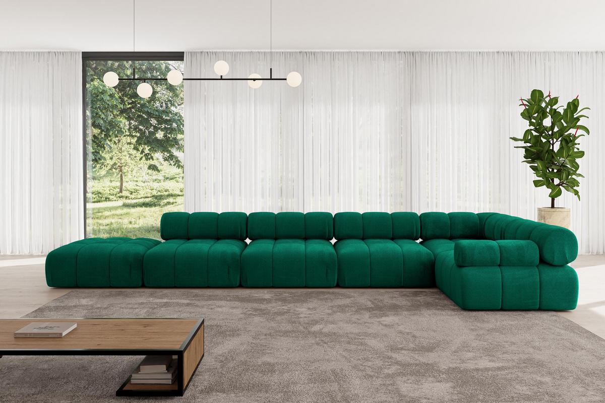 ECKSOFA modulares Sofa Felto-L3 - 475x190x70 cm Dunkelgrün Velours - Dunkelgrün, Holzwerkstoff/Textil (475/190cm) - ALTDECOR