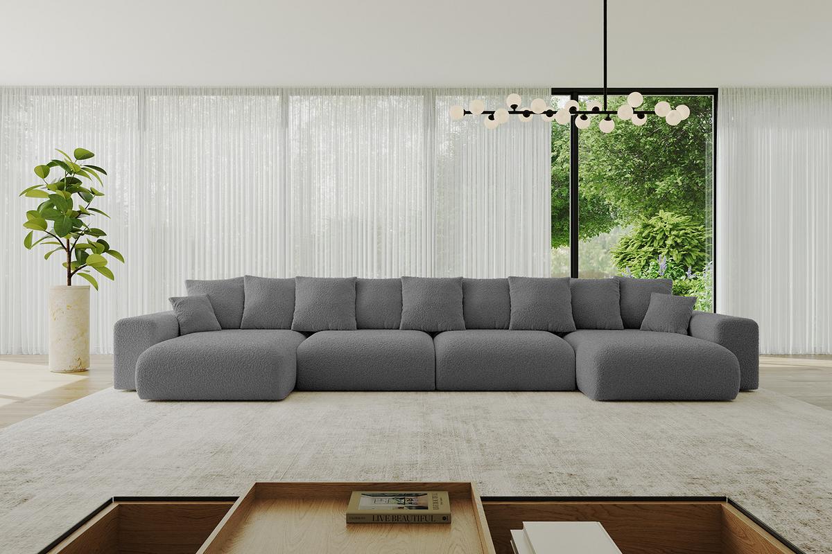 WOHNLANDSCHAFT mit Schlaffunktion ESKAR-U2-464x176x72cm Grau - Platinfarben, Holzwerkstoff/Kunststoff (176/72/464cm) - ALTDECOR