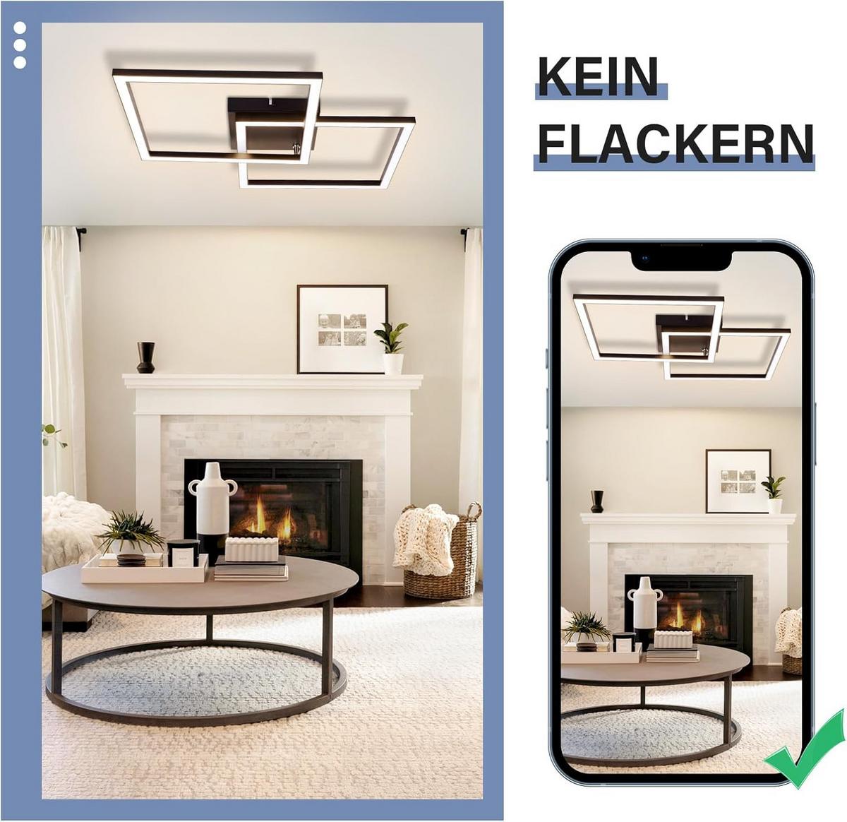 LED-DECKENLEUCHTE Korngast 46.1/5.8/46.1 cm - Schwarz, Metall (46.1/46.1/5.8cm) - ZMH