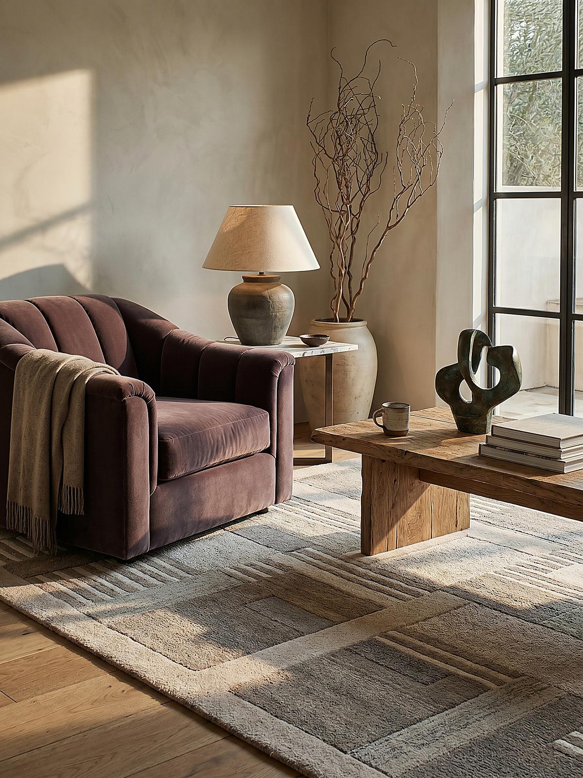 TEPPICH aus Wolle EDALE in Natur, geometrisch, 140 x 200 cm - Beige, Textil (140/200cm) - KADIMA DESIGN