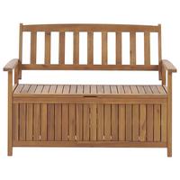 GARTENBANK Akazienholz hellbraun mit Stauraum 120 cm Sovana - Hellbraun, Holz (120/91/60cm) - Beliani