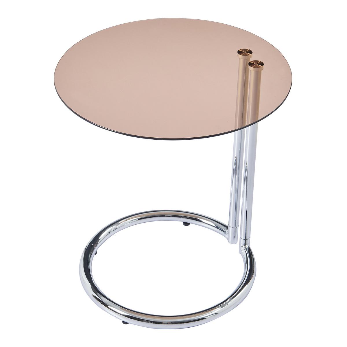 BEISTELLTISCH Ylivieska - Chromfarben/Bernsteinfarben, Glas/Metall (44.5/44.5/46cm) - [en.casa]