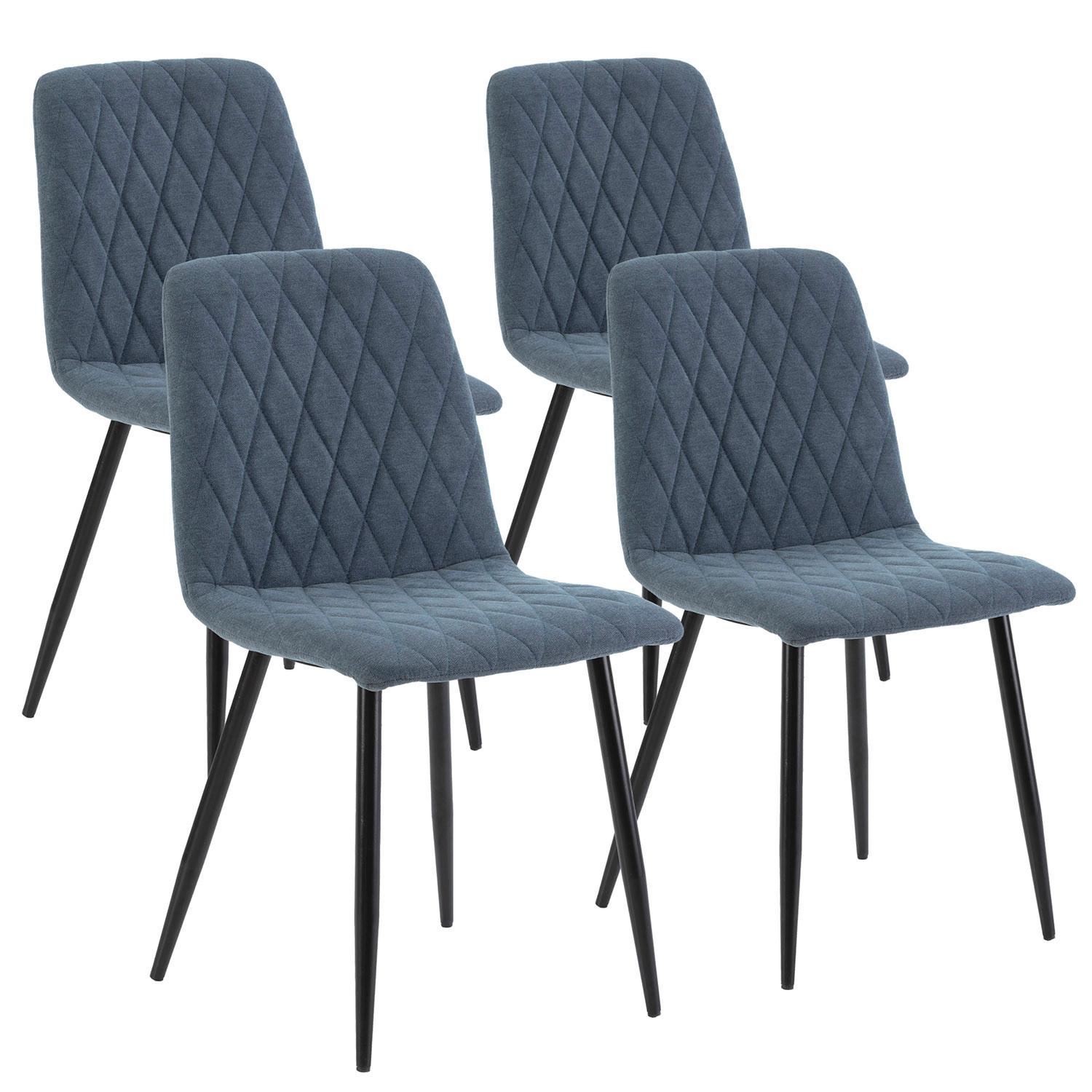 STUHL 4er-Set Abril blauer Stoff - Blau, Textil/Metall (45/84/56cm) - VS Venta-stock