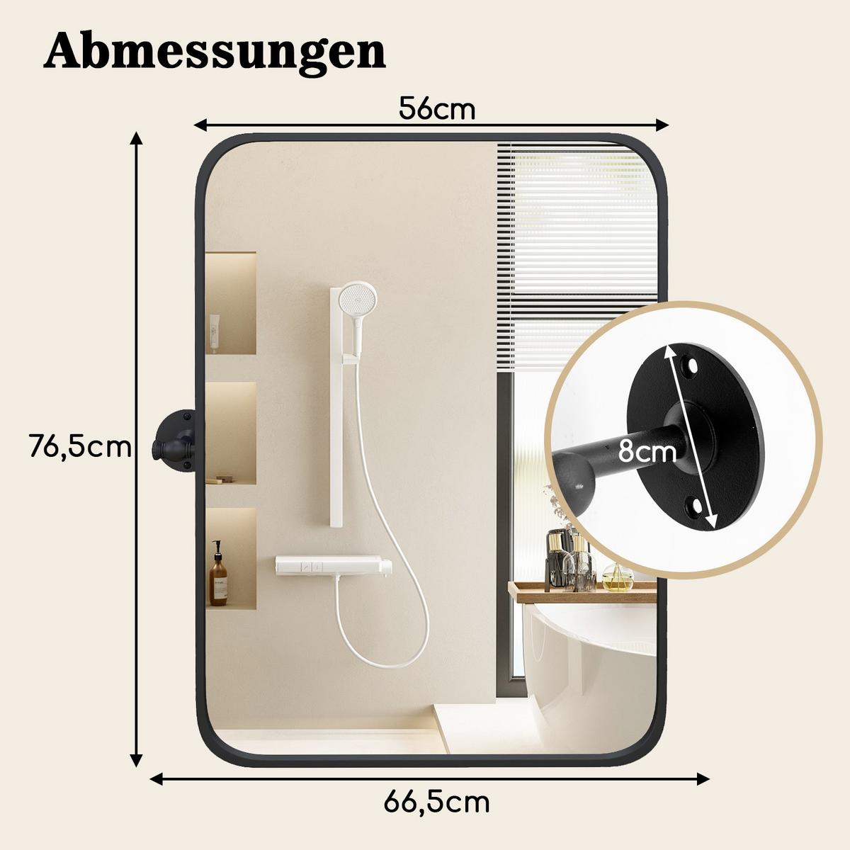 BADEZIMMERSPIEGEL Schwarz - Schwarz, Glas (76.5/2.5/66.5cm) - COSTWAY