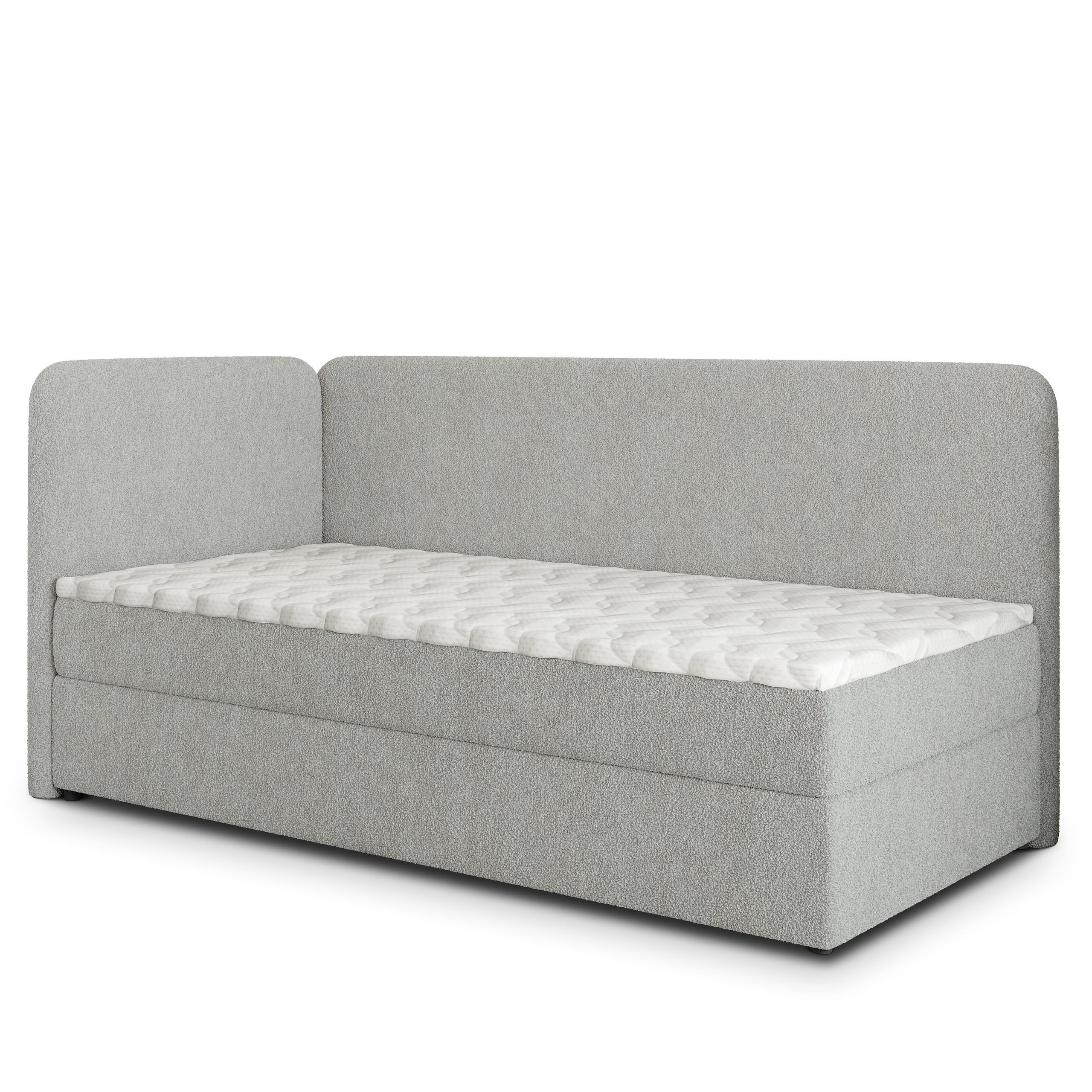 BOXBETT GINA 80x200 cm mit Matratze und Topper, H2+H3 - Hellgrau - Hellgrau, Holz (80/200cm) - MASSENO