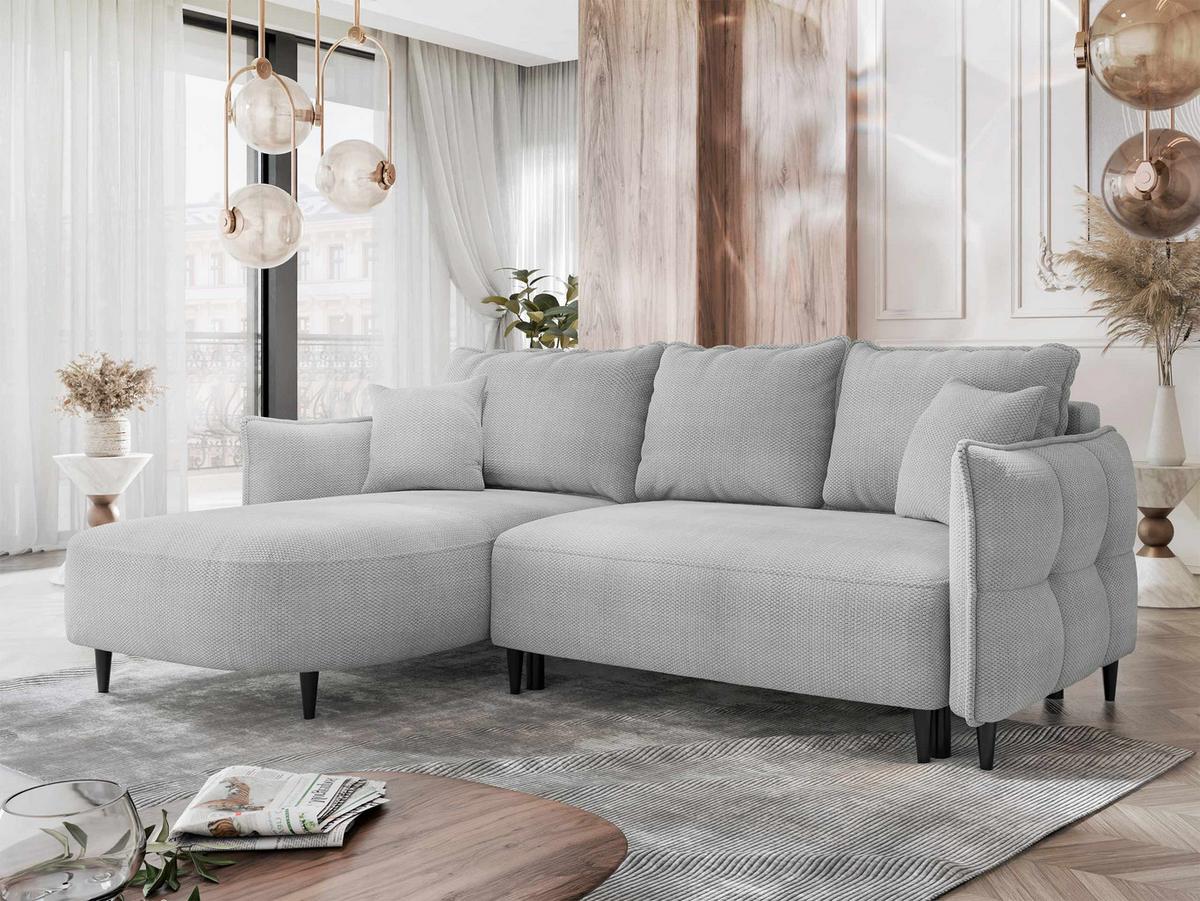 ECKSOFA Sycylia, Seite: Links - Schwarz/Grau, Holz/Textil (244/165cm) - MIRJAN24