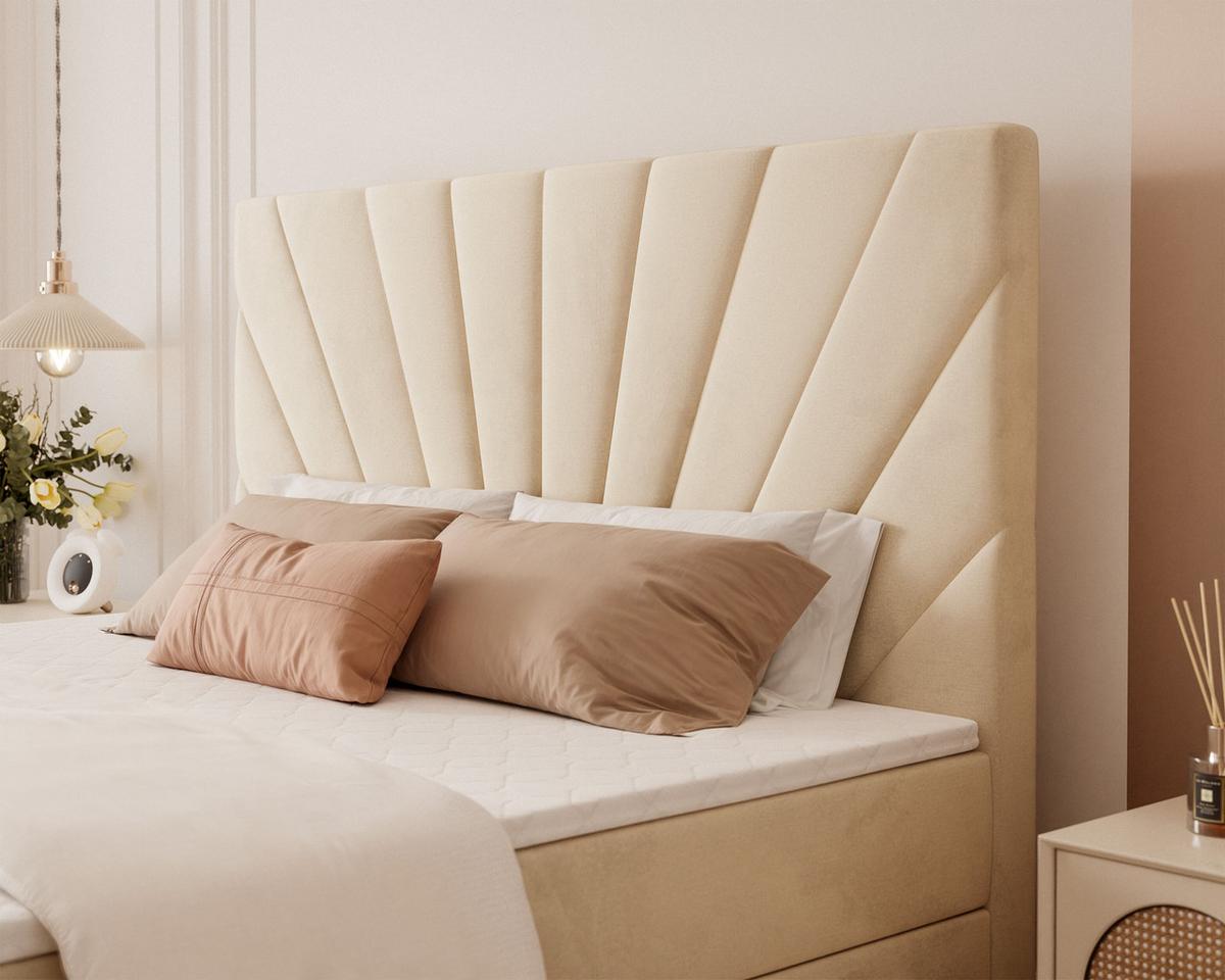 BOXBETT 160x200 cm mit Topper - Creme, Holzwerkstoff/Textil (120/200cm) - Idohome