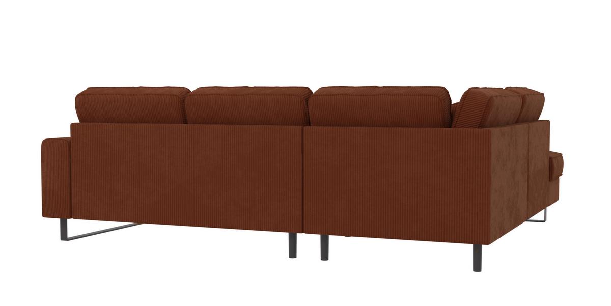 ECKSOFA Floe Terrakotta Cord - Terracotta/Schwarz, Holz/Kunststoff (290/231cm) - S-Style Möbel