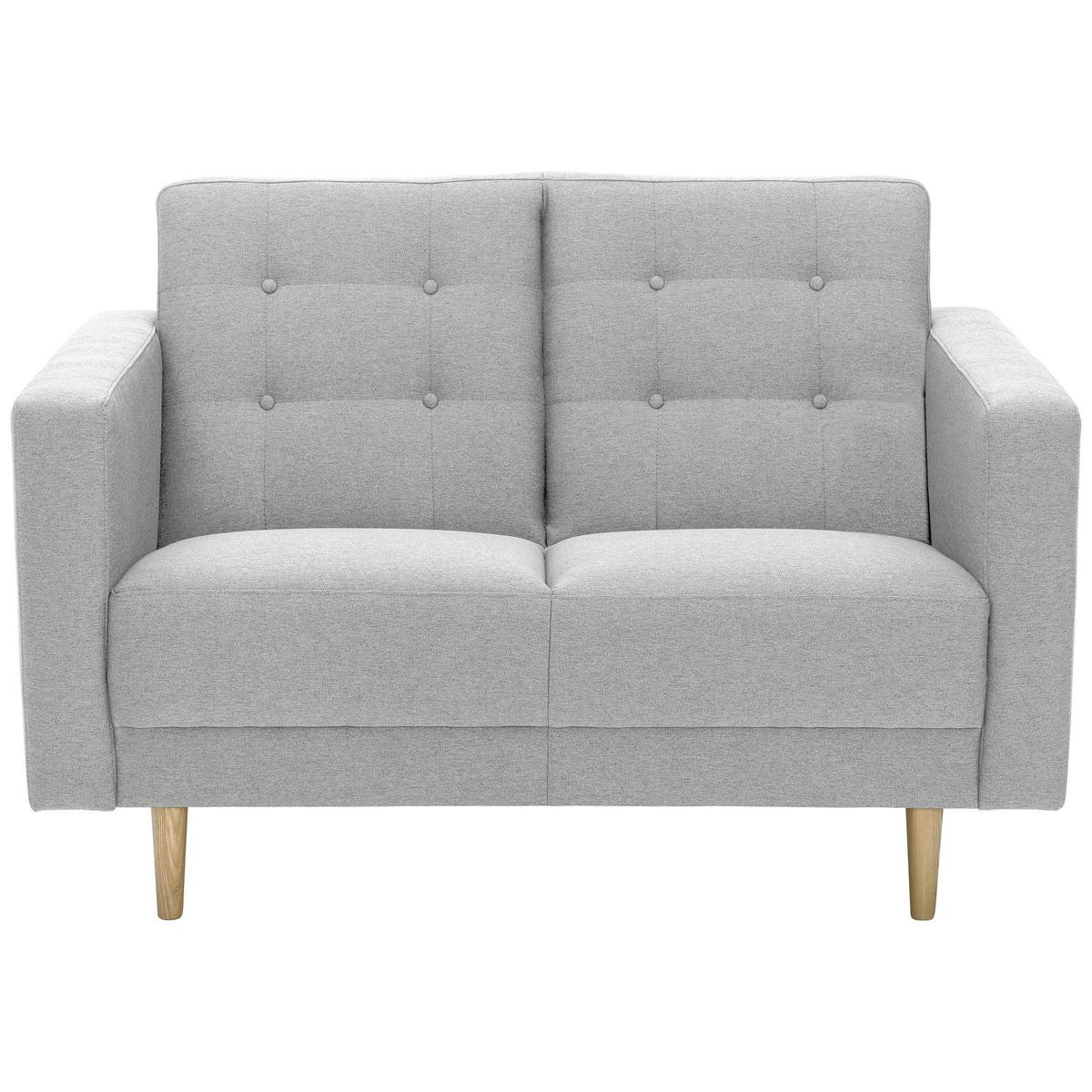 SOFA 2-Sitzer Kazia Flachgewebe hellgrau - Hellgrau, Kunststoff (128/81/83cm) - 58aufmkessel