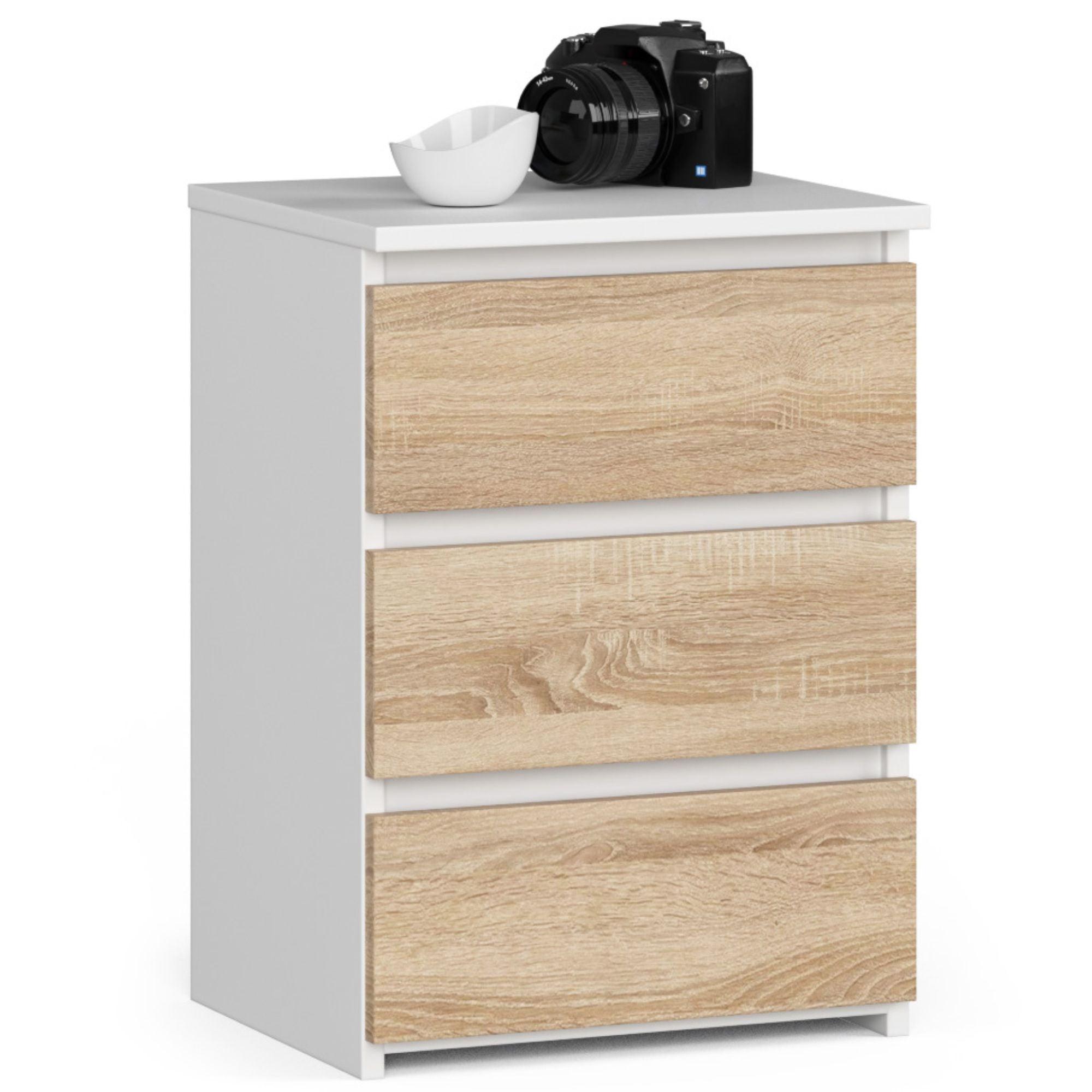 KOMMODE Weiß, Eiche Sonoma 57/40/35 - Weiß, Holzwerkstoff (40/57/35cm) - RAUMHIRSCH FURNITURE