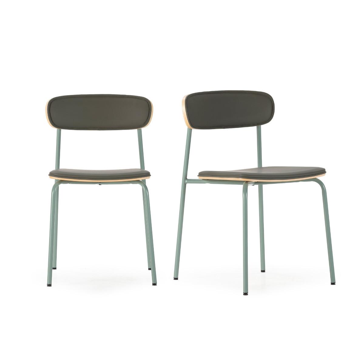 STÜHLE 2er-Set aus Kunstleder mit Metallbeinen 45,5/78/52 cm - Grün, Metall (45.5/78/15cm) - Calicosy