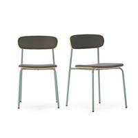 STÜHLE 2er-Set aus Kunstleder mit Metallbeinen 45,5/78/52 cm - Grün, Metall (45.5/78/15cm) - Calicosy