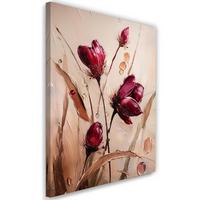 WANDBILD mohnblumen wiese natur blumen burgunderrot - Beige, Textil (40/60cm) - Feeby
