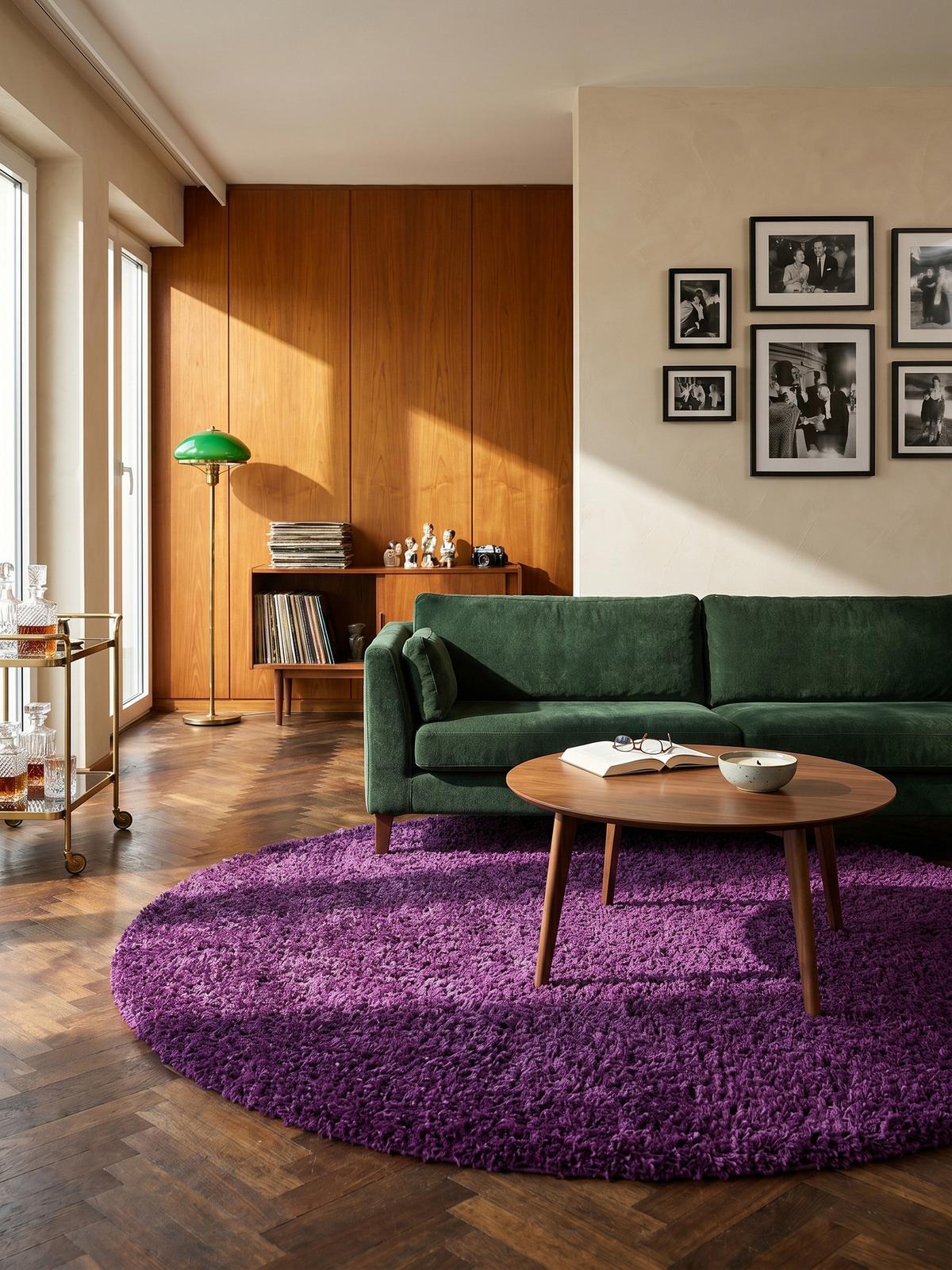 HOCHFLORTEPPICH RHEIN, einfarbig, aus Polypropylen, Violett, Ø 200 cm - Lila, Textil (200/200cm) - KADIMA DESIGN