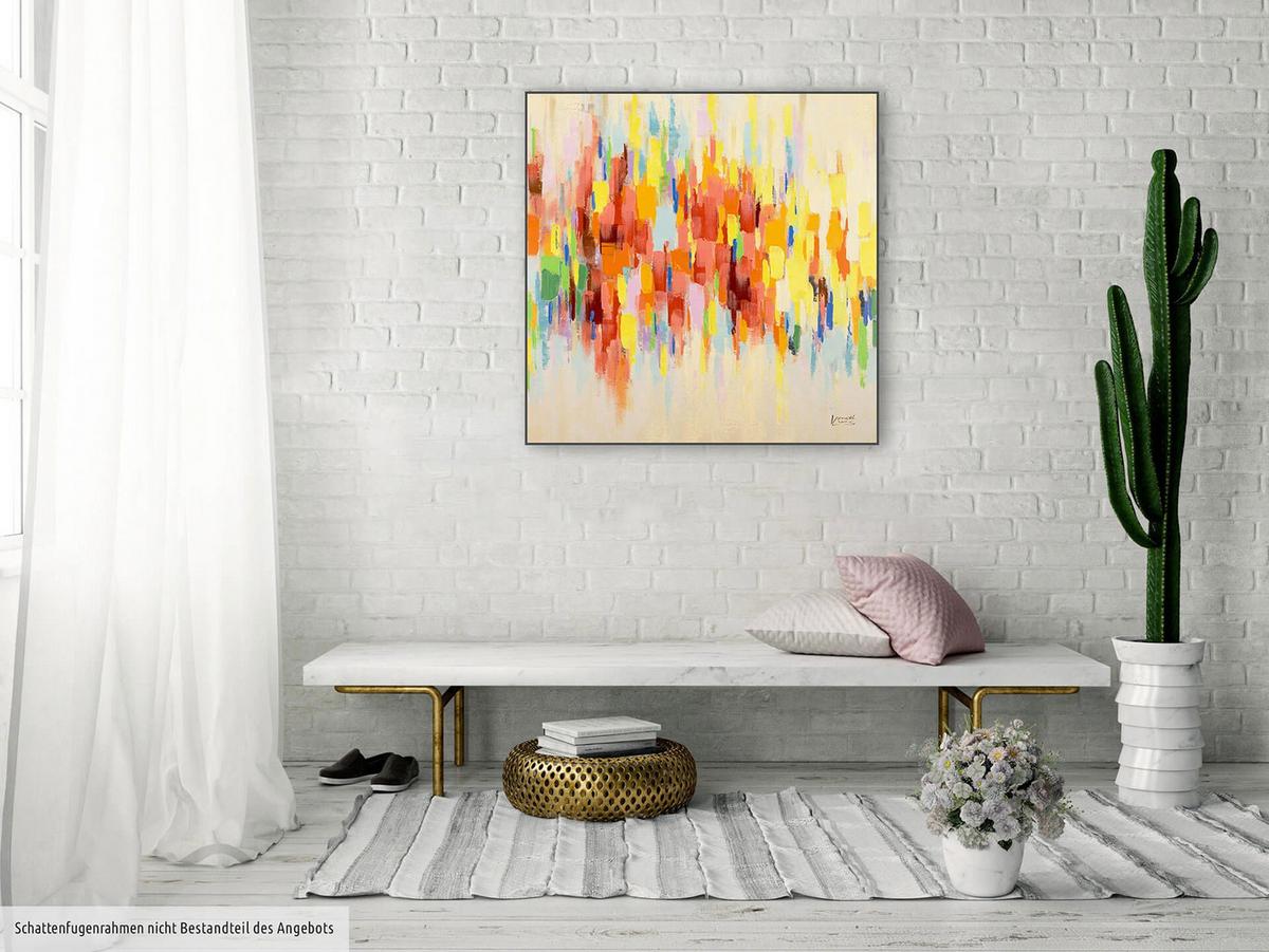ACRYLBILD HANDGEMALT 80/80 cm - Beige/Multicolor, Holz/Textil (80/80cm) - KUNSTLOFT