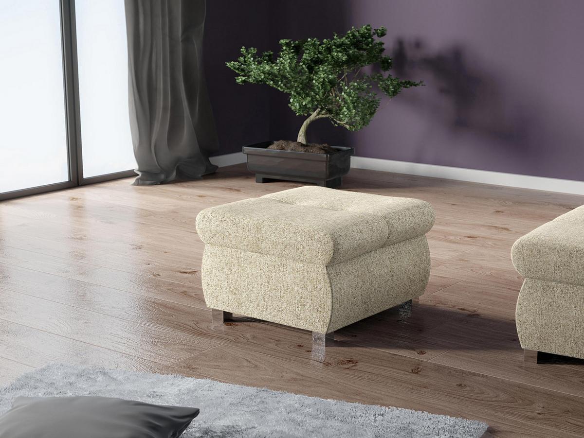POLSTERHOCKER Orkan Klein - Beige/Silberfarben, Holz/Textil (60/39/60cm) - MIRJAN24