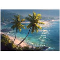 FOTOTAPETE Palmen Strand Blau 300x210 cm - Multicolor, Papier (300/210cm) - Wallarena