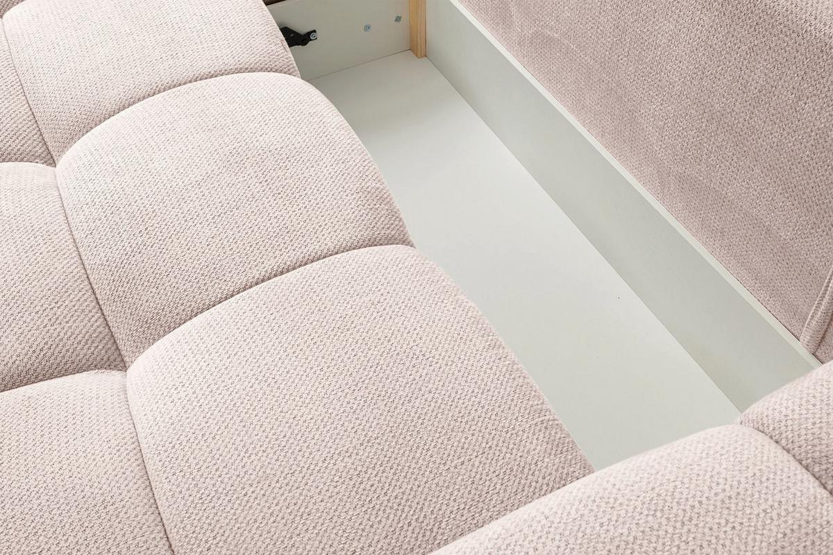 ECKSOFA Taremi mit Chenillebezug Hellbeige, beidseitig - Ecru/Schwarz, Textil (267/185cm) - Selsey