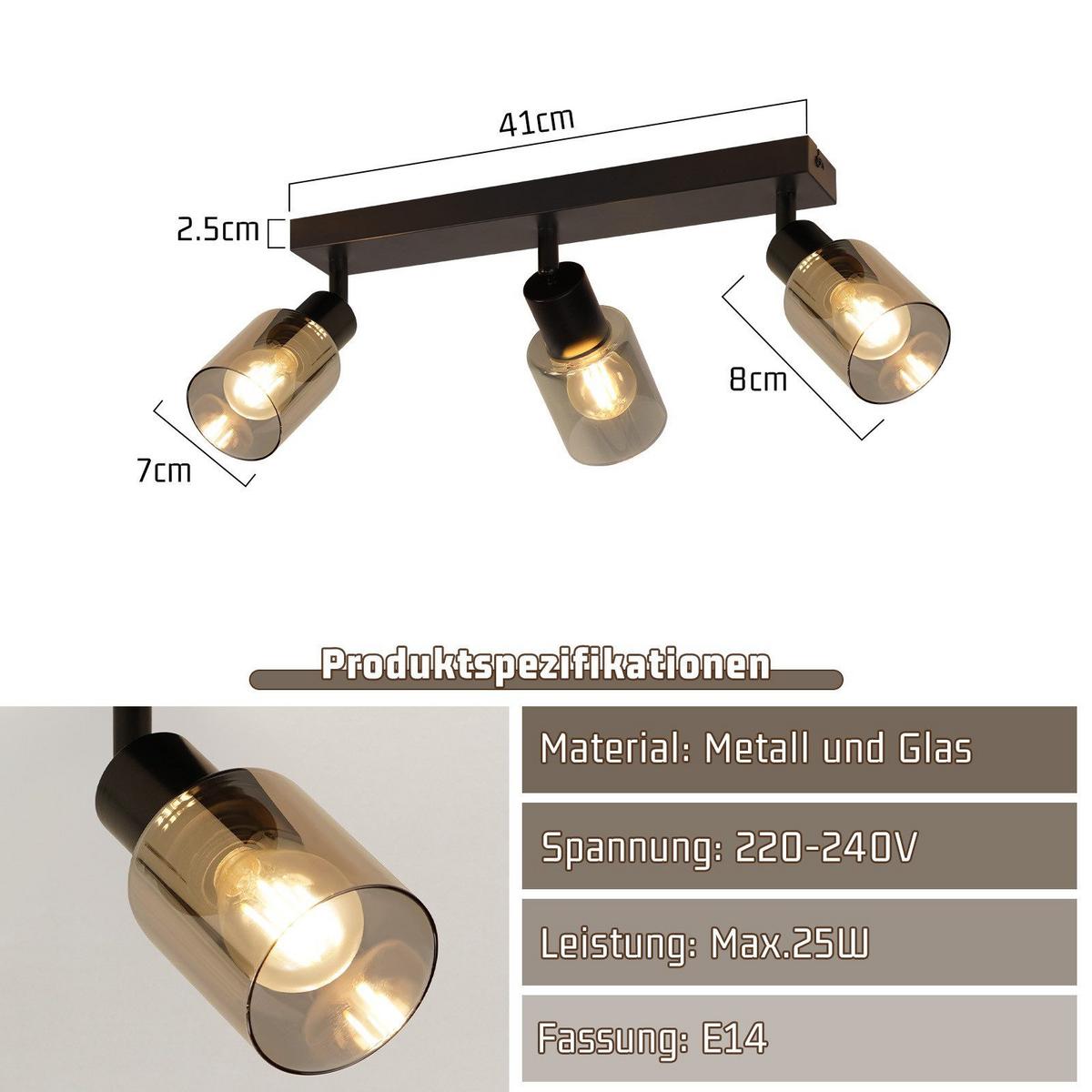 DECKENSTRAHLER Epstein 41/19/15cm - Schwarz, Metall (41/19/15cm) - Nettlife
