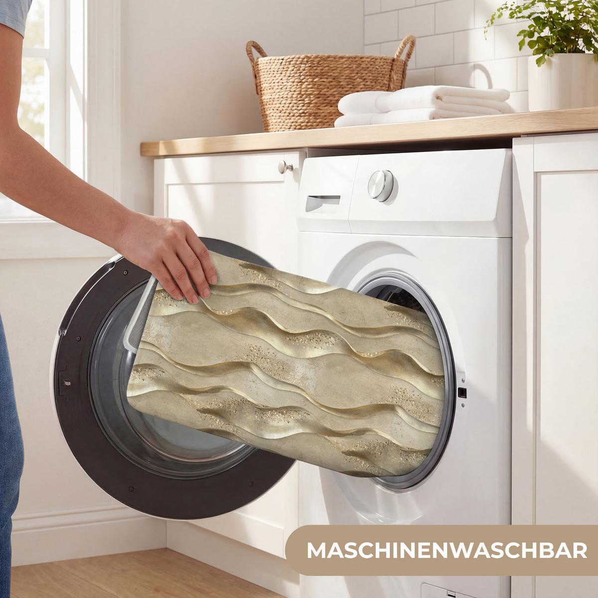 BADEMATTE Wellen - Muster - Gold 80x50 cm - Messingfarben, Textil (80/50cm) - OnlyWow