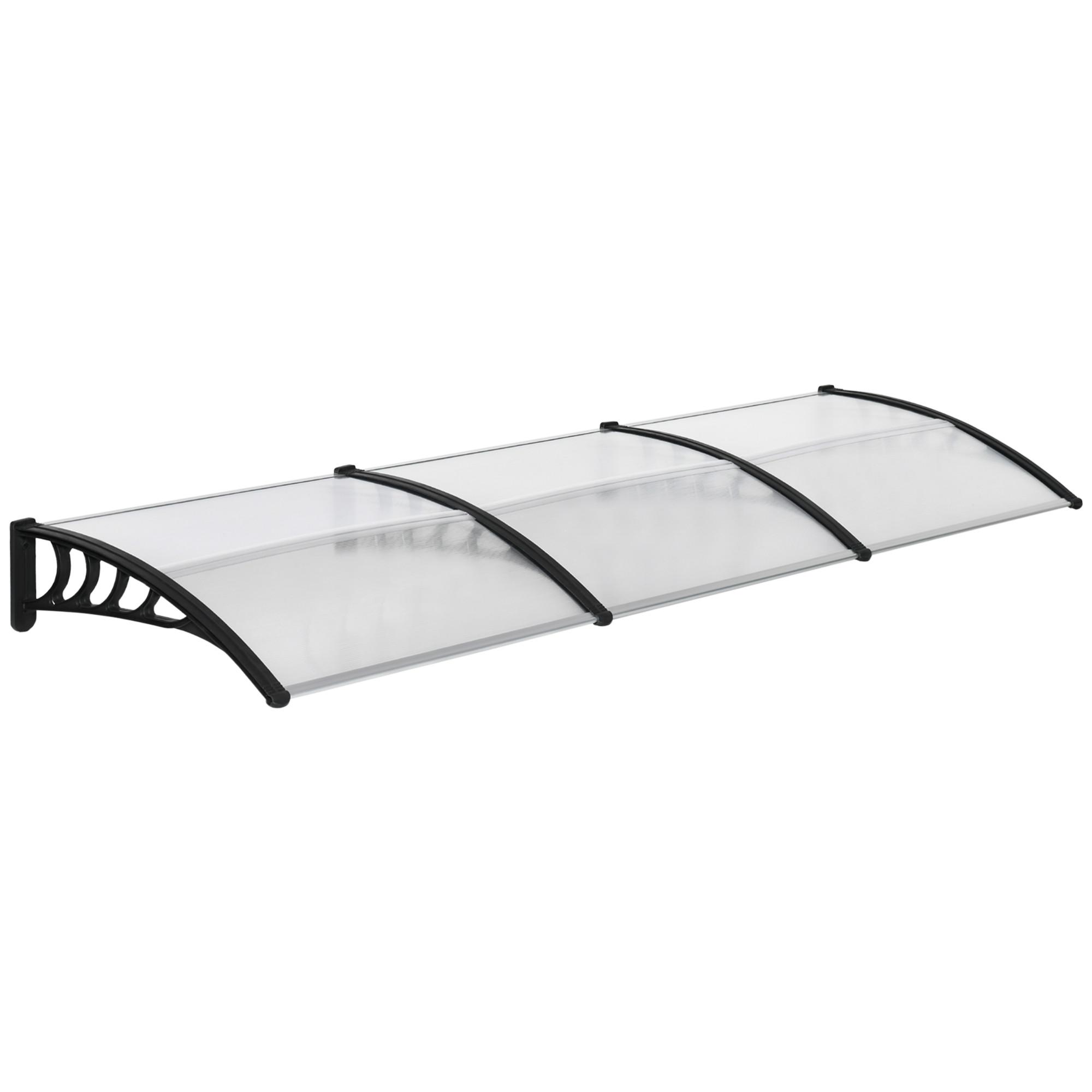 PULTVORDACH, Vordach, Alu, Schwarz - Schwarz, Kunststoff (96/27/303cm) - Outsunny