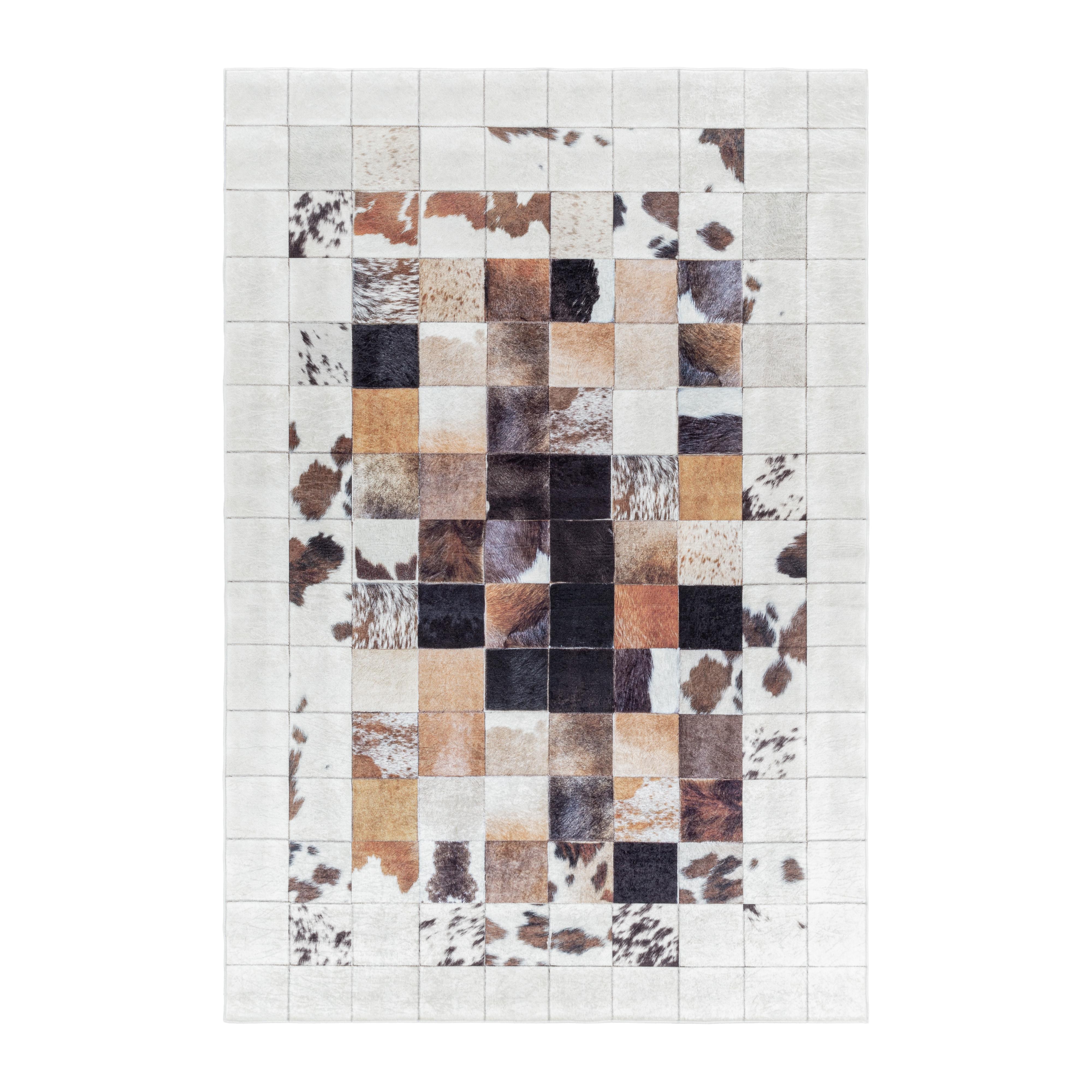 TEPPICH Flachgewebe Waschbar PIZOL in Weiß, im Patchwork-Stil, 140 x 200 cm - Weiß, Textil (200/140cm) - KADIMA DESIGN