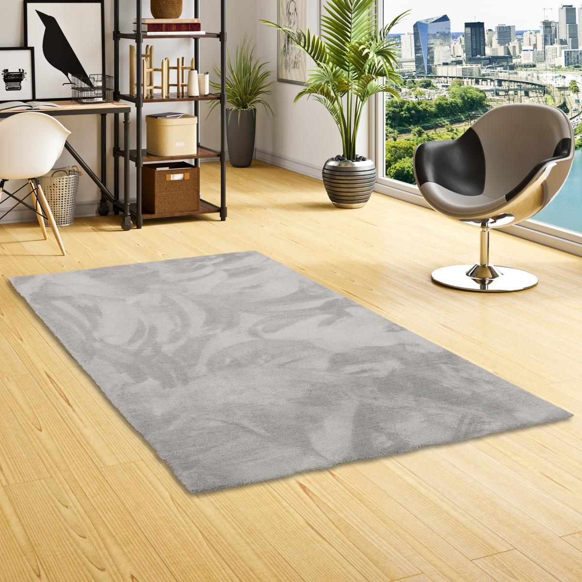 LUXUS HOCHFLOR SHAGGY TEPPICH VELVET - Grau, Textil (100/100cm) - Snapstyle