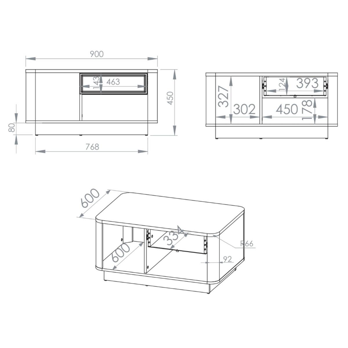 COUCHTISCH Velveto Kaschmir/Eicheoptik Dunkel 90 x 60 cm - Taupe, Holzwerkstoff (60/90/45cm) - Selsey
