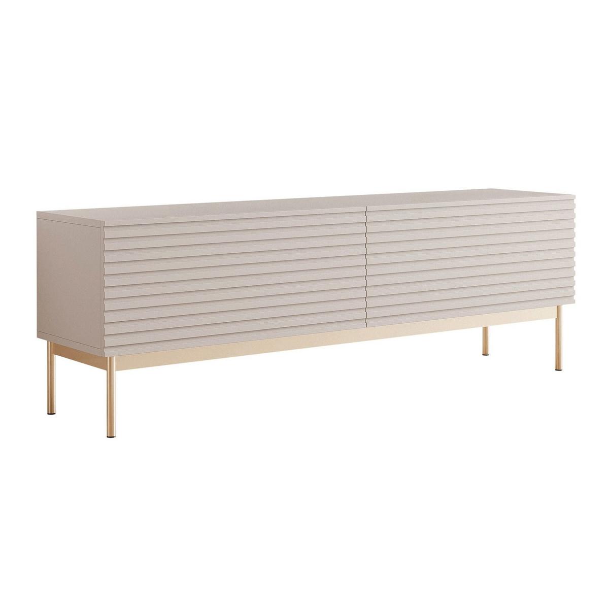 TV-LOWBOARD Linearis Kaschmirgrau 175 cm - Taupe/Goldfarben, Holzwerkstoff/Metall (175/46.2/30cm) - Selsey
