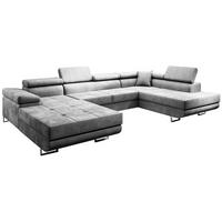 WOHNLANDSCHAFT Vild mit verstellbaren Kopfstützen, Hellgrau, rechts - Chromfarben/Hellgrau, Textil (350/90/205cm) - Beautysofa