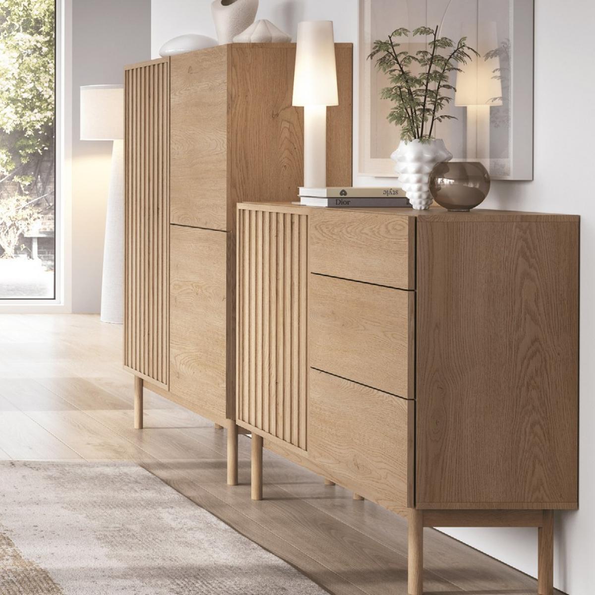 KOMMODE Sapporo mit 3 Schubladen und 1 Tür, eiche Cremona - Eichefarben, Holzwerkstoff (106/84/37cm) - Beautysofa