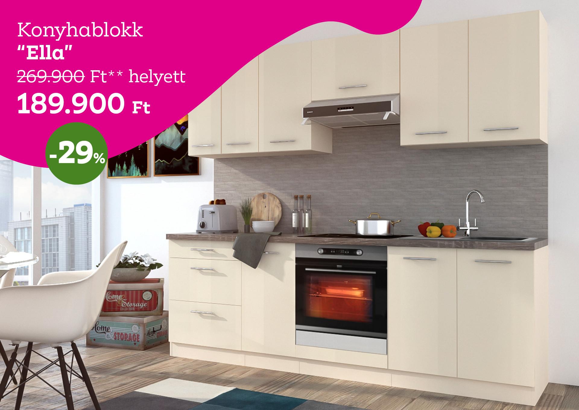 Konyhablokk Ella 269900 Forint helyett 189900 Forint, kedvezmény mértéke 29%