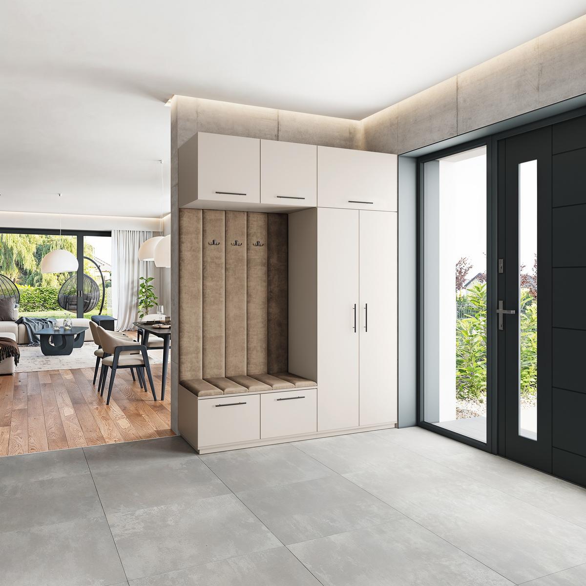 GARDEROBENSCHRANK REMA 180/240/60 cm Modern Garderobe-Set Kaschmir - Kaschmir/Mokka, Holzwerkstoff (180/240/60cm) - MASSENO