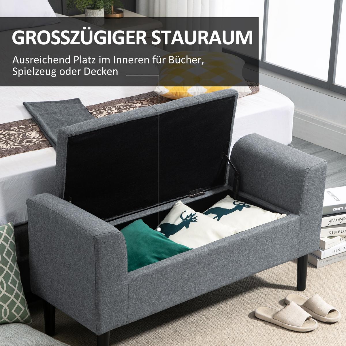 SITZBANK Polyester Gummiholz Hellgrau Schwarz - Hellgrau, Kunststoff (44/58/116cm) - HOMCOM