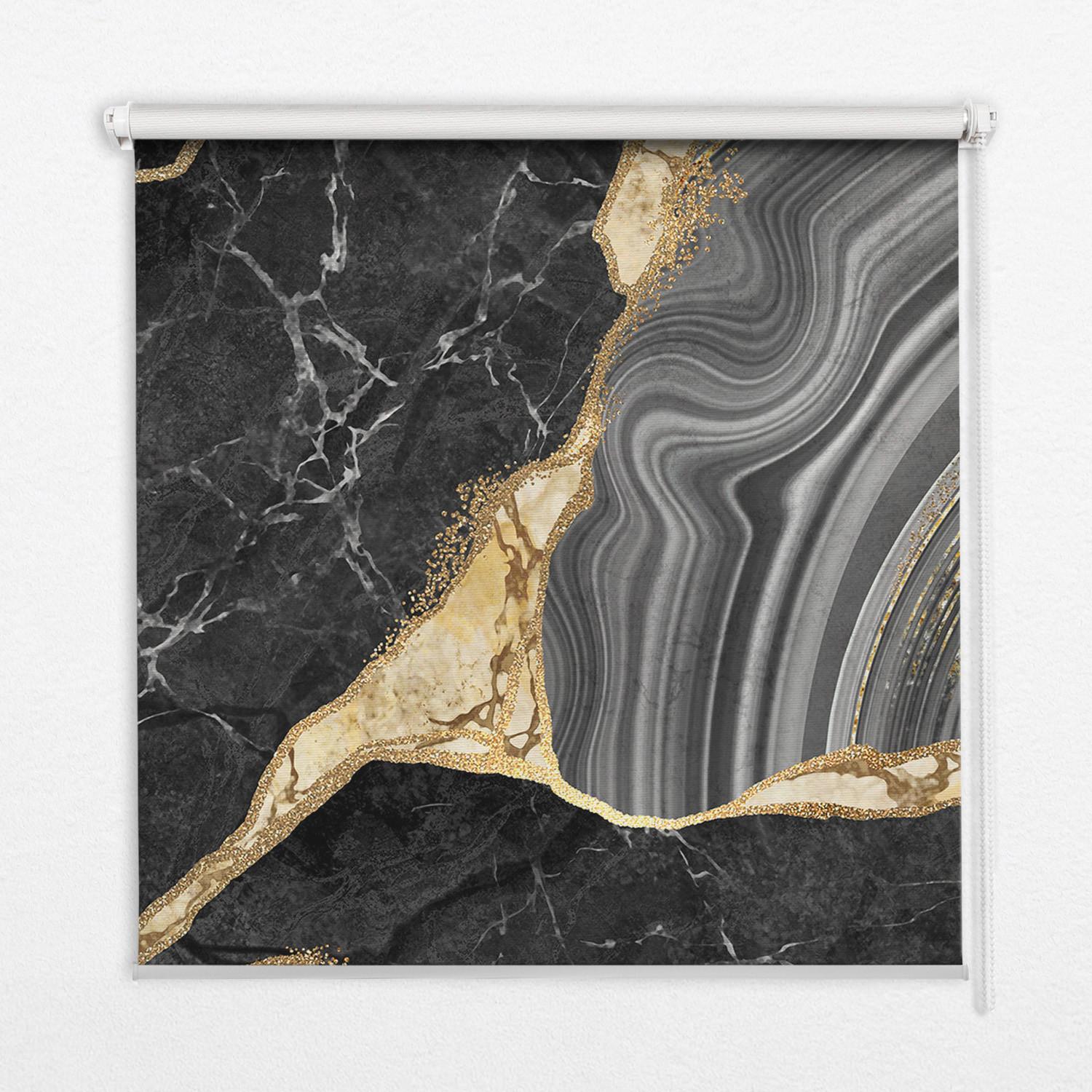 INNENROLLO - Fensterrollo - Rollo - 80x180 cm - Schwarzer Marmor - Schwarz, Kunststoff (80/180/0.5cm) - TULUP