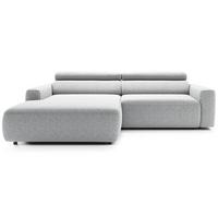 ECKSOFA Fando mit Schlaffunktion, L-Form, 4-Sitzer 252 cm, links Flechtstoff Hellgrau - Hellgrau/Schwarz, Kunststoff/Textil (252/182cm) - Selsey