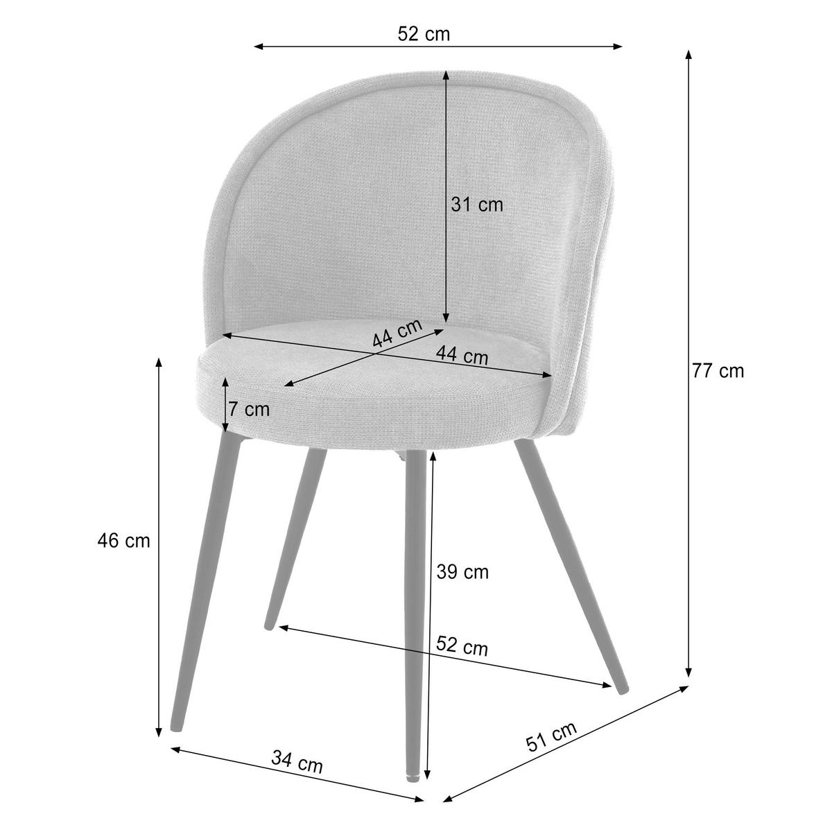 STÜHLE Gappo, Polsterstuhl mit gepolsterter Rückenlehne, Metallbeine, Dunkelgrau - Dunkelgrau/Schwarz, Metall (52/77/51cm) - Beautysofa
