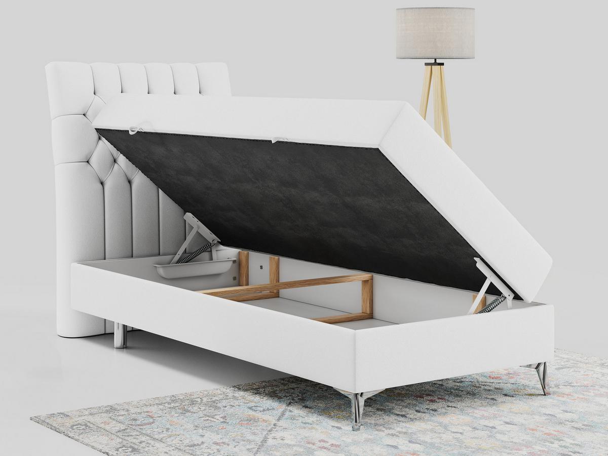 BOXBETT MILEN 90/200 Weiß Kunstleder - H3 - Links Seite - Weiß, Holz/Textil (90/200cm) - MKS