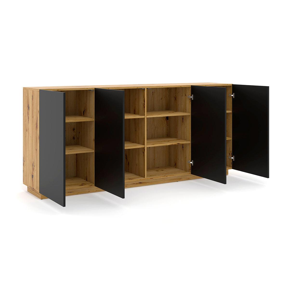 SIDEBOARD Aurus Holz und Schwarz - Schwarz, Holzwerkstoff (198/89/41cm) - Petits-meubles