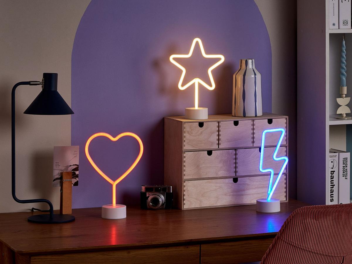 NEONLICHT 3er-Set Floretta 26-8-8/28-8-8/30-8-8 cm - Multicolor, Kunststoff (8/8/30cm) - Beliani