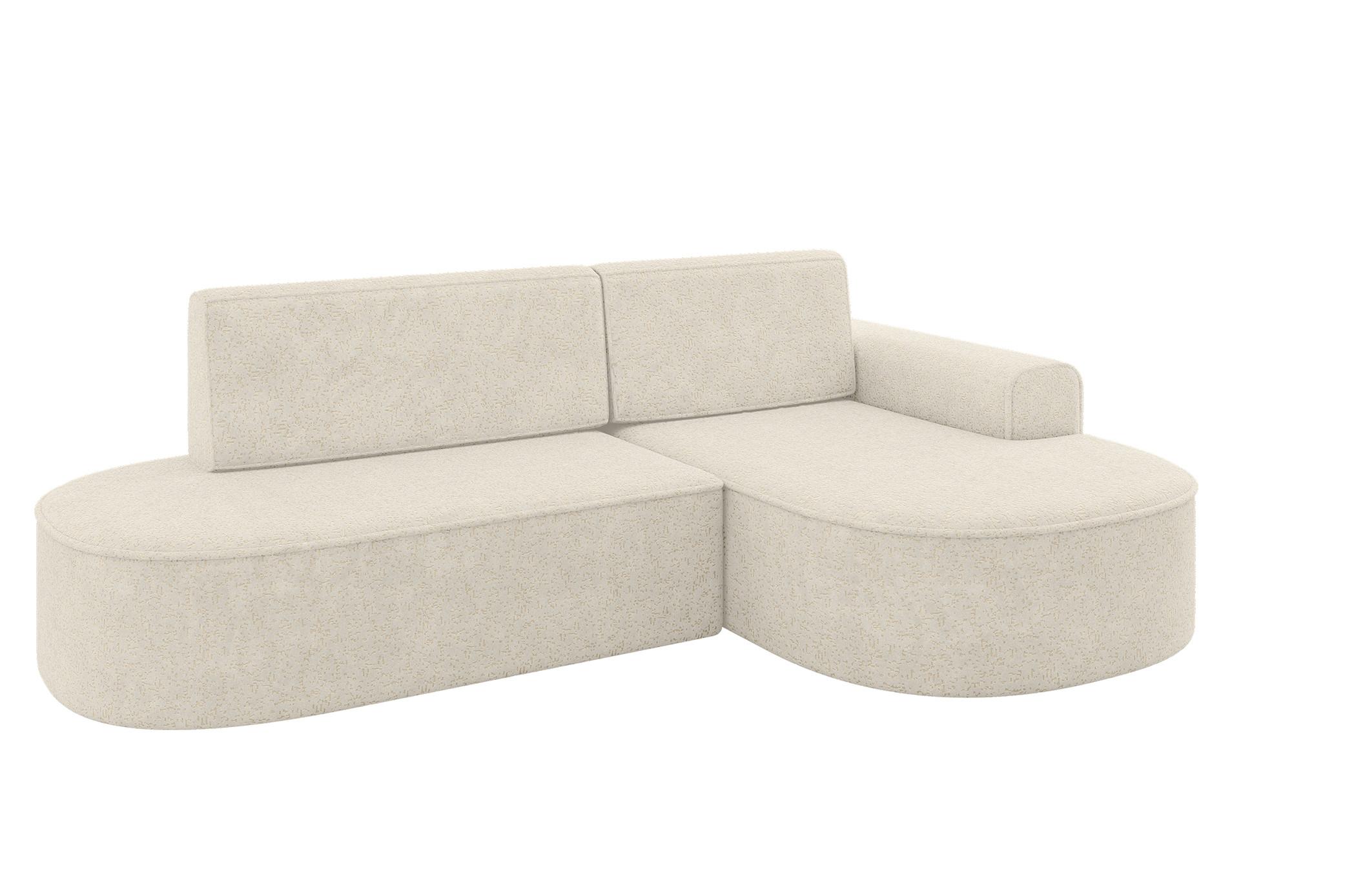 ECKSOFA mit Schlaffunktion und Bettkasten Ottomane Rechts MARI-L1-S - 283x167x73 cm Creme Tissu - Creme/Schwarz, Holzwerkstoff/Kunststoff (167/283cm) - ALTDECOR