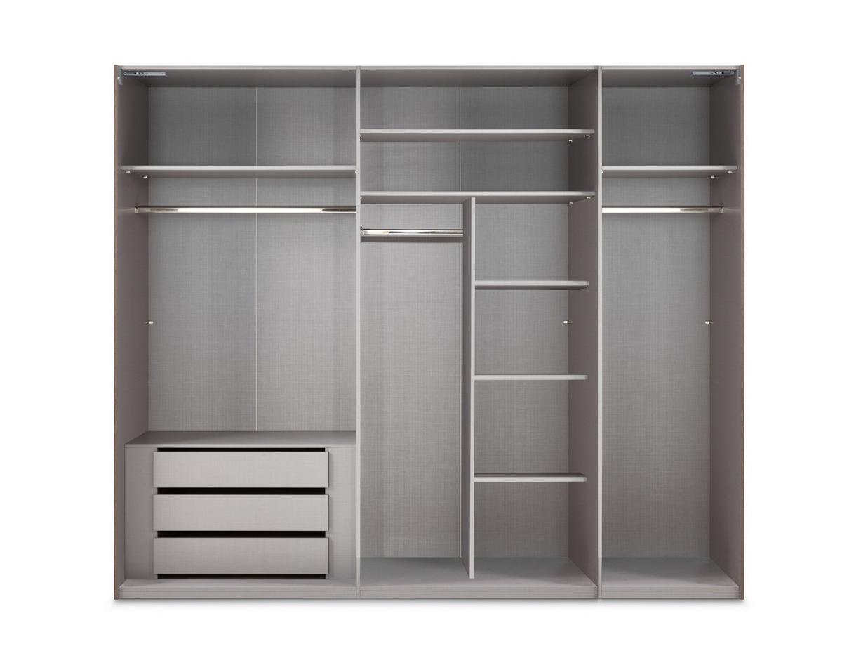 SCHWEBETÜRENSCHRANK 3-türig B250/H216/T65 cm in Weiß, Kleiderschrank inkl. Vollausstattung / 22010 - Rot/Weiß, Holzwerkstoff/Metall (250/216/65cm) - luma-home