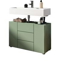 WASCHBECKENUNTERSCHRANK grün, Badezimmer Unterschrank 82 x 56 cm - Schwarz/Grün, Holzwerkstoff/Kunststoff (38/56/34cm) - Inn.Furn