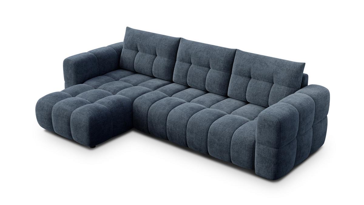 ECKSOFA CLOUDI 4-Sitzer links, marineblau - Blau/Schwarz, Holz/Textil (294/160cm) - Wozimo