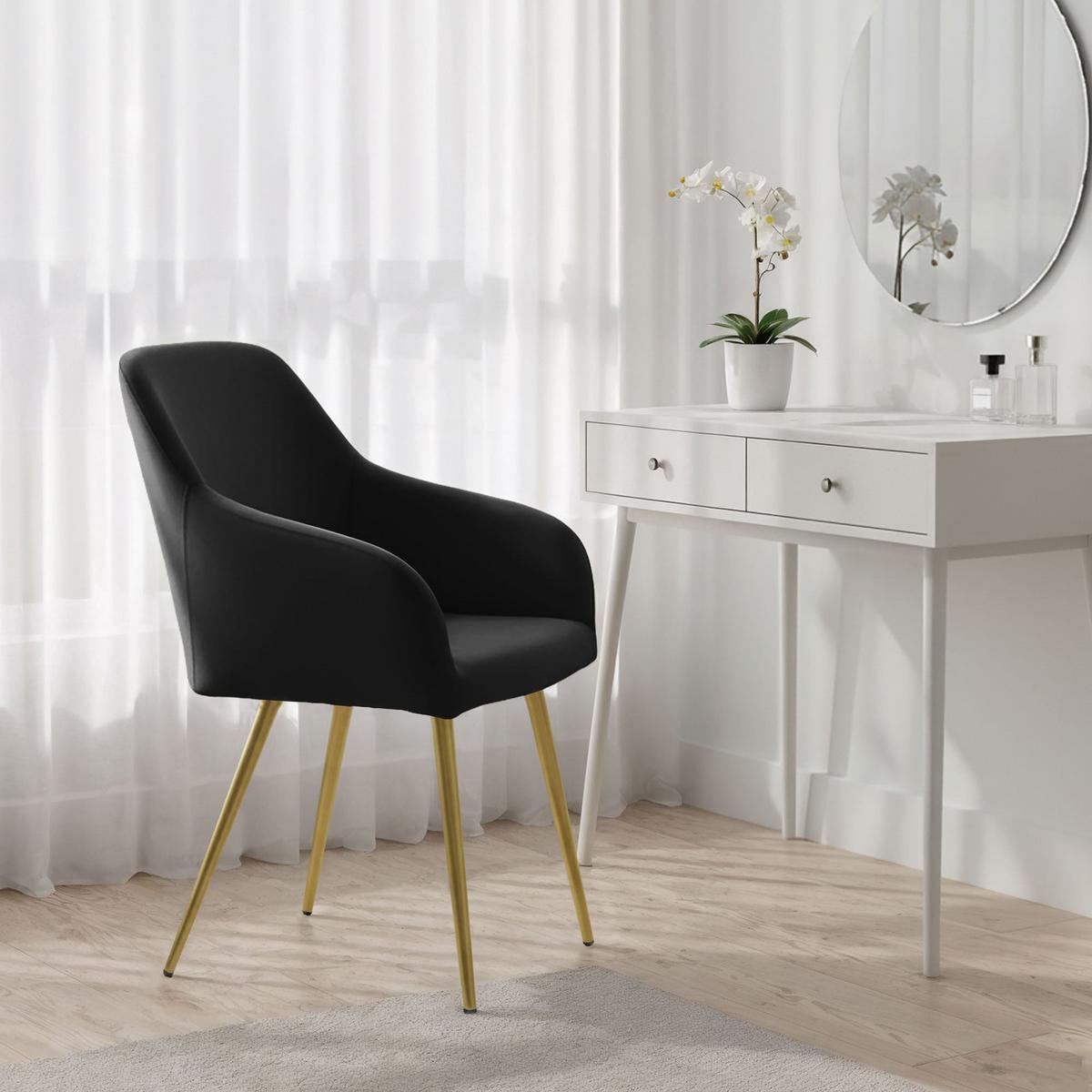 POLSTERSTUHL 2er Set, Metallbeine Schwarz, Gold 54,5/83/58 - Schwarz, Textil (55/83/51cm) - RAUMHIRSCH FURNITURE